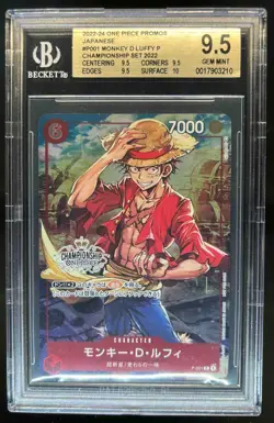 2022 One Piece Japanese Promos Monkey D. Luffy Championship Set #P001 BGS 9.5 - Image 1