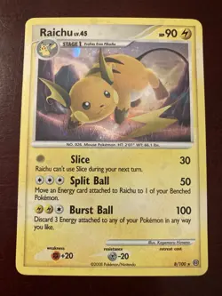 Raichu 8/100 Diamond & Pearl Stormfront Holo Rare Pokemon TCG Card NM - Image 1