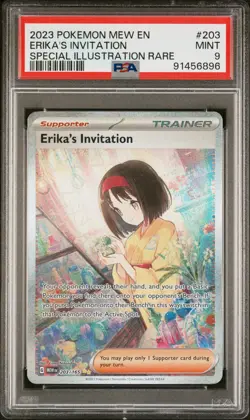 2023 POKEMON SCARLET & VIOLET 151 ERIKA'S INVITATION 203/165 SIR PSA MINT 9 - Image 1