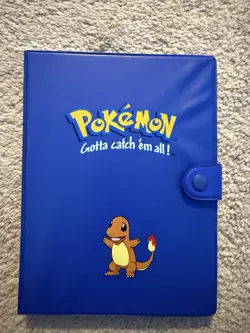 Vintage 1999 Pokemon Charmander Blue 4 Pocket 28 Page Trading Card Binder Rare - Image 1