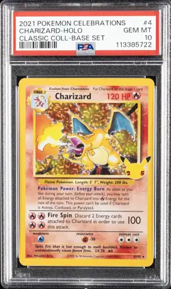 2021 POKEMON CELEBRATIONS CLASSIC COLL #4 CHARIZARD-HOLO PSA 10 - Image 1