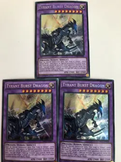 Yugioh Tyrant Burst Dragon DRL2-EN004 Secret Rare NM x3 Play Set - Image 1