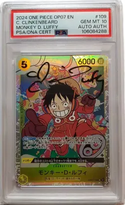 One Piece 2024 OP07 JPN #109 Monkey D. Luffy PSA 10 Signed Colleen Clickenbeard - Image 1