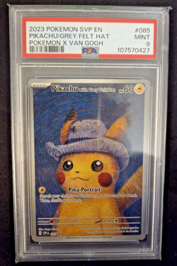2023 POKEMON SVP POKEMON X VAN GOGH #085 PIKACHU WITH GREY FELT HAT PSA 9 - Image 1