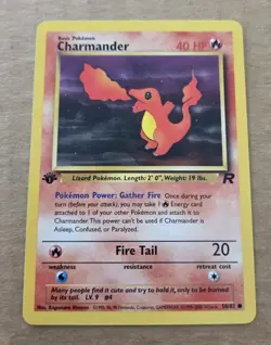 Pokemon Card TCG Charmander Team Rocket 50/82 Regular 1st Edition Common NM+ - Image 1