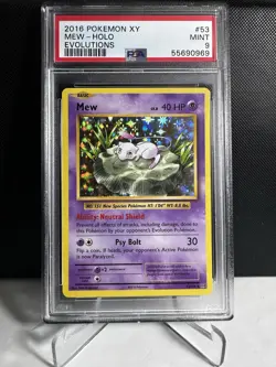Pokemon! PSA 9 Mew 53/108 - Holo Foil - 2016 XY Evolutions - Mint - Image 1