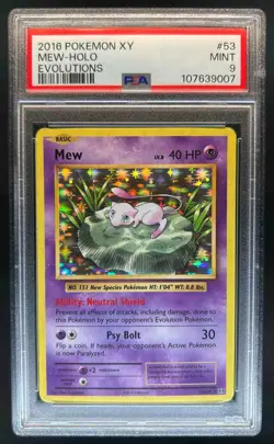 2016 Pokemon XY Evolutions Mew Holo #53/108 PSA 9 - Image 1