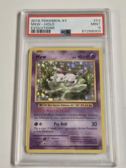 Mew 53/108 PSA 9 Pokemon 2016 XY Evolutions Holo Rare Mint Condition TCG - Image 1