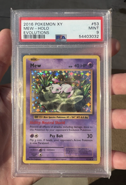 2016 POKEMON XY EVOLUTIONS #53 MEW HOLO FOIL CARD PSA 9 MINT - Image 1