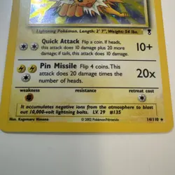 Jolteon - 14/110 -Pokemon Jungle Unlimited Holo Rare Card - Image 3