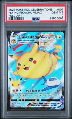 2021 POKEMON CELEBRATIONS #007 FULL ART/FLYING PIKACHU VMAX PSA 10 - Image 1