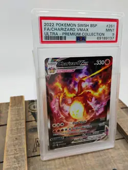 2022 POKEMON SWSH BLACK STAR PROMO #261 FULL ART/CHARIZARD VMAX PSA 9 - Image 3