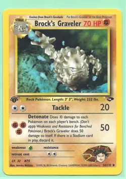 POKEMON BROCK'S GRAVELER #34 & BROCK'S GEODUDE #68- GYM CHALLENGE 1st EDITION NM - Image 2