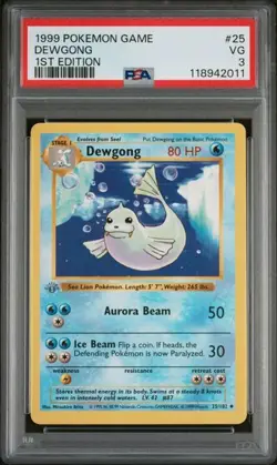 PSA 3 1st Edition Dewgong 25/102 Base Set Pokemon 1999 118942011 - Image 1