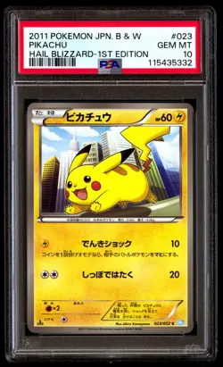 PSA 10 Pikachu 023 Pokemon Black & White Hail Blizzard Japanese 2011 1st Edition - Image 1