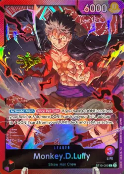 • Monkey.D.Luffy • ST10-002 SR Leader Three Captains Holo Foil One Piece TCG NM - Image 1