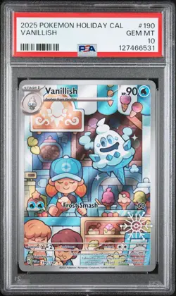 2025 Pokemon Holiday Calendar VANILLISH #190/182 PSA 10 GEM MINT Holo snowflake - Image 1