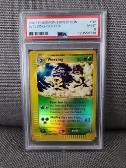 2002 POKEMON WEEZING REVERSE REV HOLO FOIL #70 BLUE E-SERIES EXPEDITION PSA 9 - Image 1