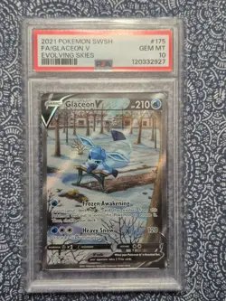 2021 POKEMON SWORD & SHIELD EVOLVING SKIES #175/203 GLACEON V FULL ART PSA 10 - Image 1