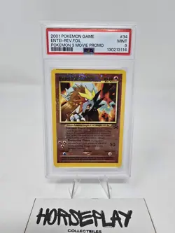 2001 Pokemon Black Star Entei Promo PSA 9 #34 With Swirl - Image 1