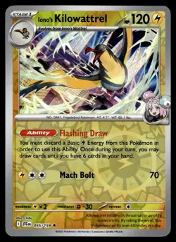 Iono's Kilowattrel Reverse Holo 055/159 SV09: Journey Together Pokemon - Image 1
