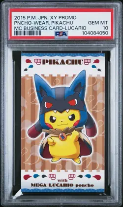 PSA 10 Poncho Pikachu Mega Lucario Promo Business Card Japanese Pokemon 2016 - Image 1