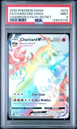CHARIZARD VMAX #074 PSA 9 • 2020 POKEMON SWSH CHAMPION'S PATH SECRET FULL ART - Image 1