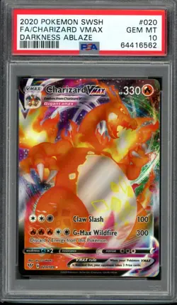 2020 Pokemon SWSH Charizard Full Art v Max Darkness Ablaze #20 PSA 10 - Image 1