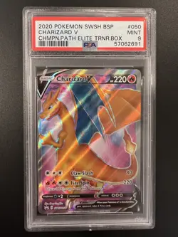 2020 Pokemon SWSH BSP Charizard V #50 Champions Path ETB Promo PSA 9 MINT - Image 1
