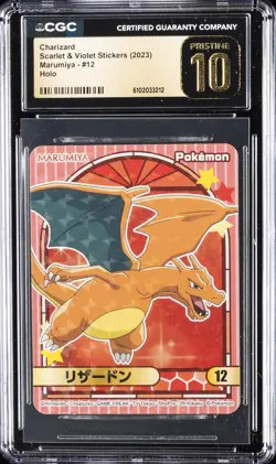 2023 POKEMON SCARLET & VIOLET STICKERS MARUMIYA HOLO CHARIZARD CGC 10 PERFECT - Image 1