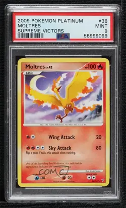 Moltres Pokemon Platinum Supreme Victors PSA 9 MINT 2009 - Image 1
