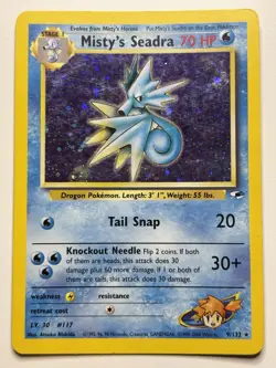 Misty's Seadra - 9/132 - Holo Rare - Unlimited Edition English Pokemon Gym MP - Image 1