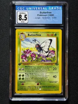 CGC 8.5 ERROR Pokemon Butterfree #33 Jungle 1st Edition OBSTRUCTION! - Image 1