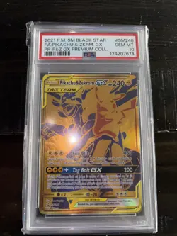 Pikachu and Zekrom GX Tag Team Gold PSA 10 SM248 Pokemon Card - Image 1