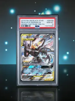 Pokemon Tag Team Pikachu & Zekrom GX #SM168 Promo Black Star PSA 10 Graded Card - Image 1
