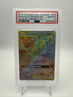 Pokemon Pikachu & Zekrom GX 184/181 Team Up Secret Rare Card PSA 10 Gem Mint - Image 1