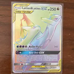 Latias & Latios GX Holo Card 190/181 Secret Team Up Tag Team Rainbow - Image 1
