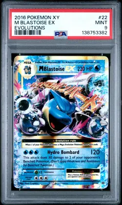 2016 POKEMON XY EVOLUTIONS #22 M BLASTOISE EX PSA 9 - Image 1