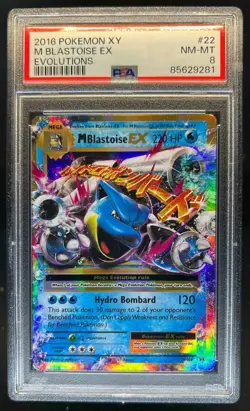 2016 Pokemon XY Evolutions Mega Blastoise Holo #22/108 PSA 8 - Image 1