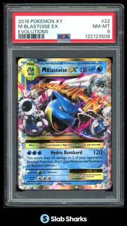 2016 POKEMON XY EVOLUTIONS #22/108 MEGA BLASTOISE EX HOLO PSA 8 - Image 1