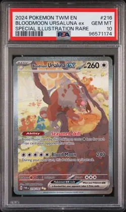 2024 POKEMON TWM EN-TWILIGHT MASQUERADE #216 BLOODMOON URSALUNA EX PSA 10 - Image 1