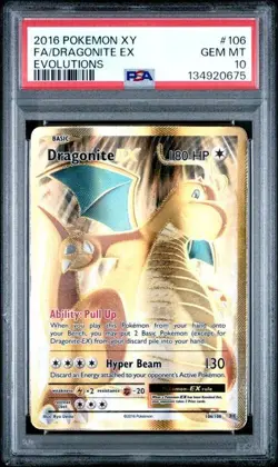 2016 Pokemon Evolutions XY Dragonite EX PSA 10 GEM 106/108 FULL ART - Image 1