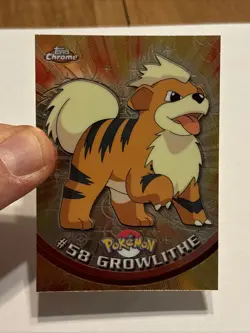 Growlithe 2000 Topps Chrome Pokemon T.V. Animation #58 Sharp Gem Mint - Image 2