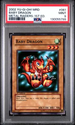 2002 YU-GI-OH! MRD-METAL RAIDERS 1ST ED #061 BABY DRAGON PSA 9 - Image 1