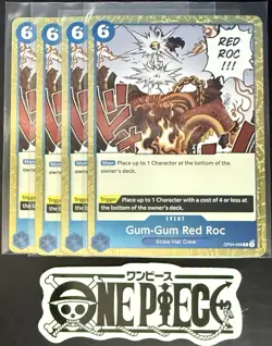 4x One Piece OP04-056 R Gum-Gum Red Roc - ENG - Rare - Foil - Play Set - NM/M - Image 1