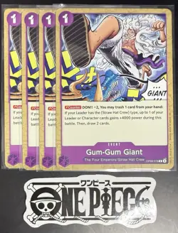 4x One Piece OP09-078 R Gum-Gum Giant - English - Regular - Playset - ST26 -NM/M - Image 1