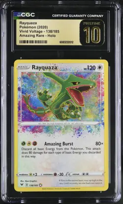 Rayquaza Amazing Rare 138/185 PSA CGC Pristine 10 - Vivid Voltage Pokemon - Image 1