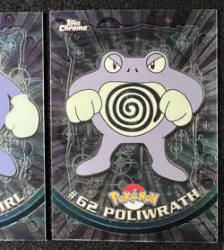 2000 Pokemon Topps Chrome Poliwrath #62 + Poliwhirl #61 - NM - Image 4