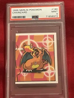 1999 Merlin Pokemon CHARIZARD Sticker #180 PSA 9 MINT - Image 3