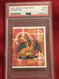 1999 Merlin Pokemon CHARIZARD Sticker #180 PSA 9 MINT - Image 4